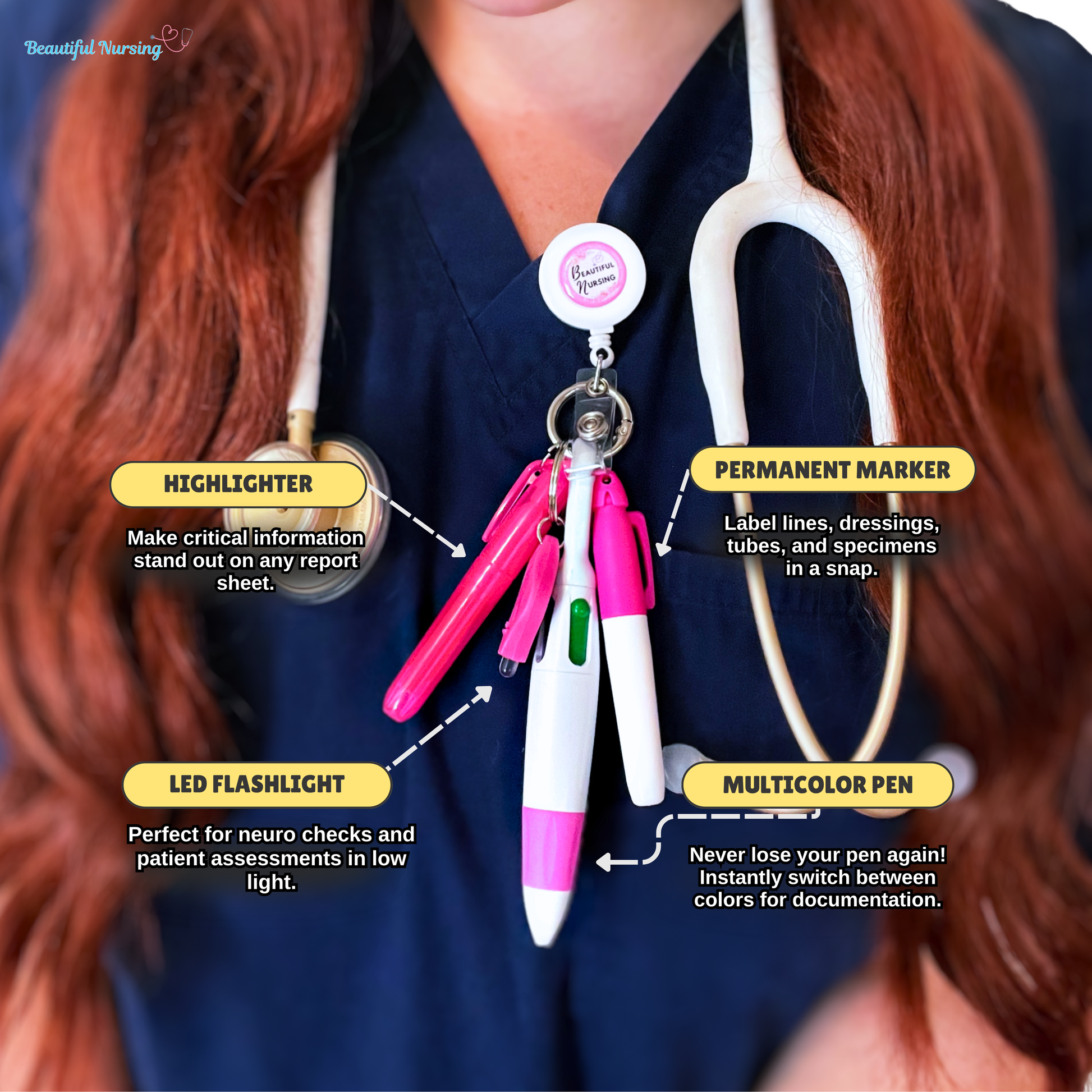 Nurse Badge Reel w/ Accessories