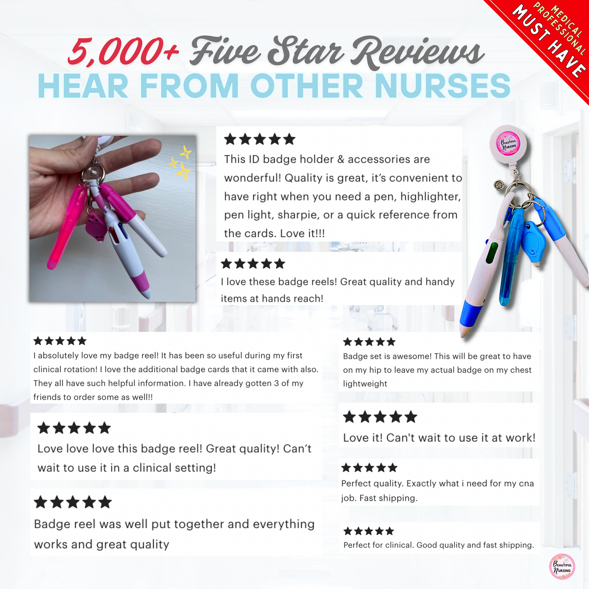 Nurse Badge Reel w/ Accessories