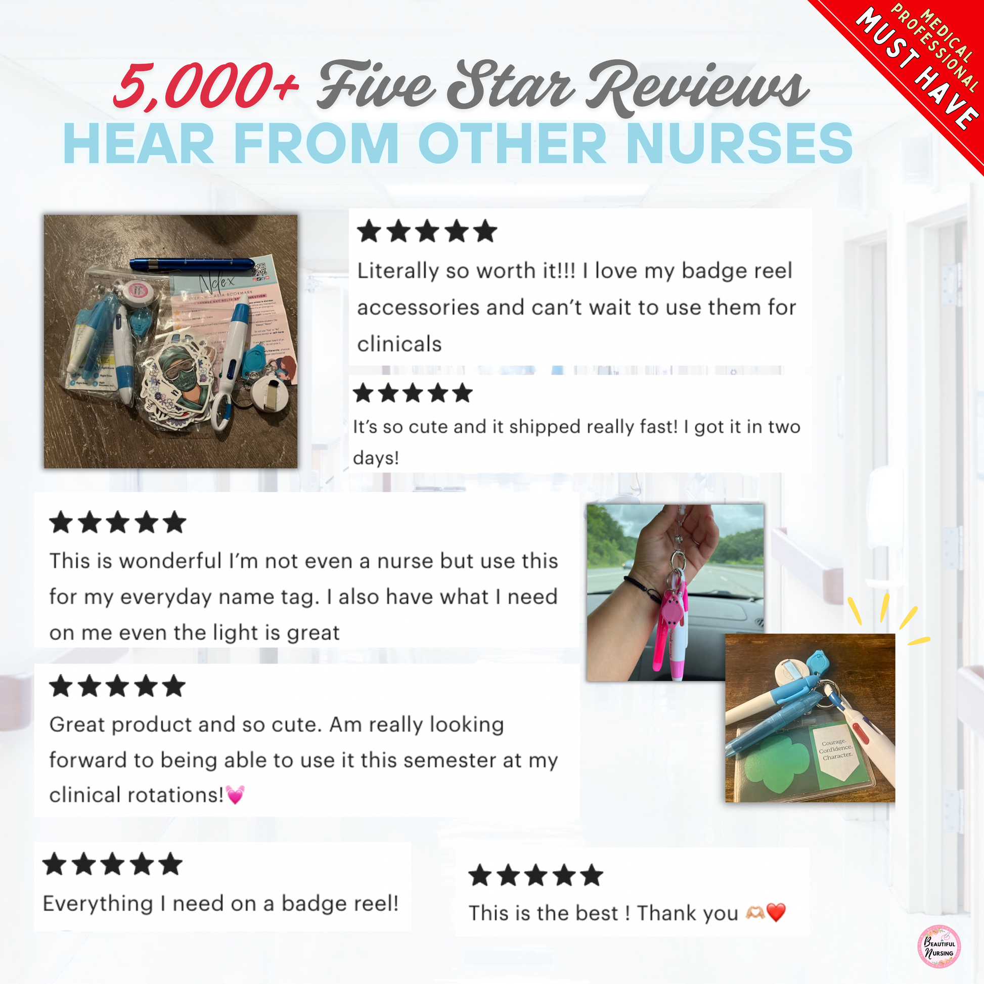 Nurse Badge Reel w/ Accessories