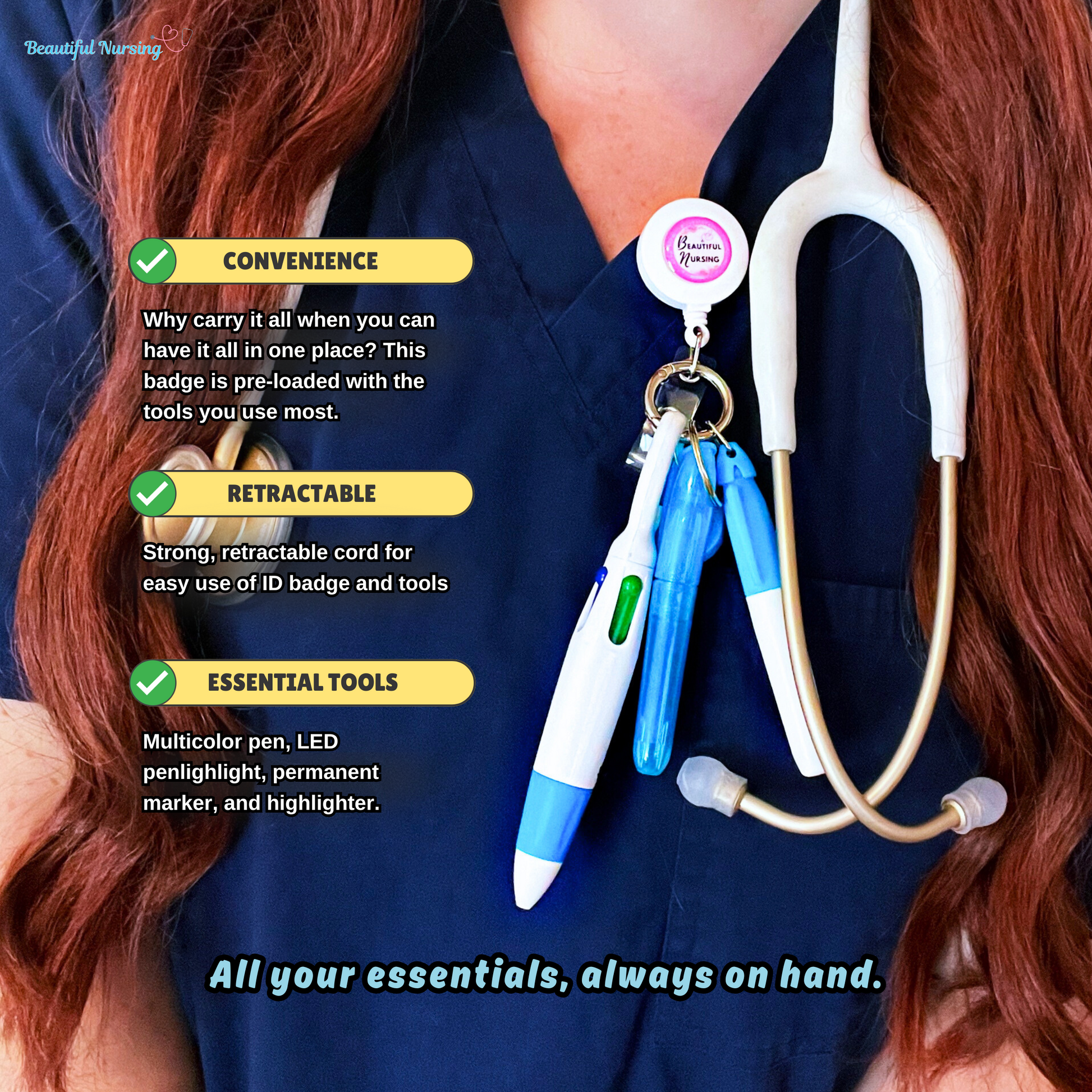 Nurse Badge Reel w/ Accessories