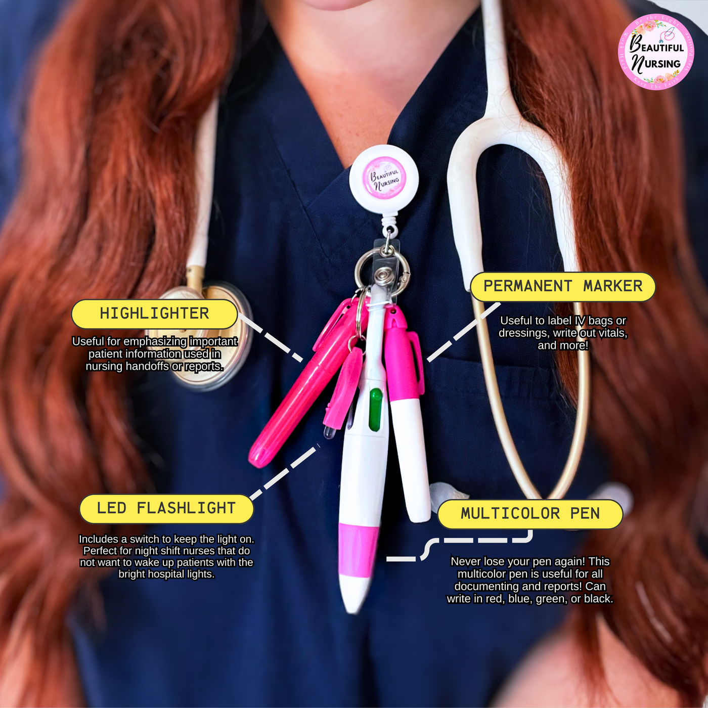 Nurse Badge Reel w/ Accessories